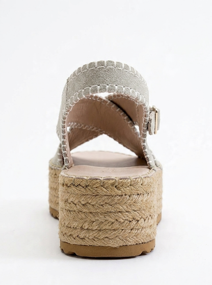 Bellezza - Sandalia de plataforma de cuero de gamuza beige (mujer)