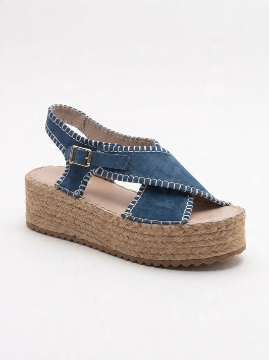 Bellezza - Sandalia de plataforma de ante azul marino (mujer)