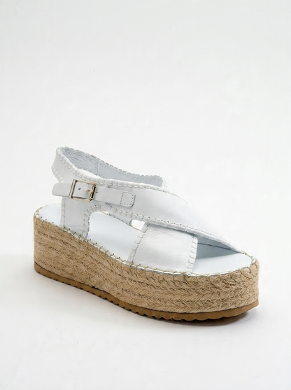 Bellezza - Sandalia de plataforma de cuero blanco (Mujer)