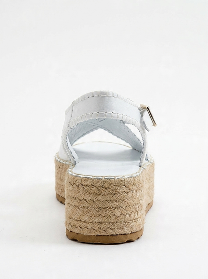 Bellezza - Sandalia de plataforma de cuero blanco (Mujer)