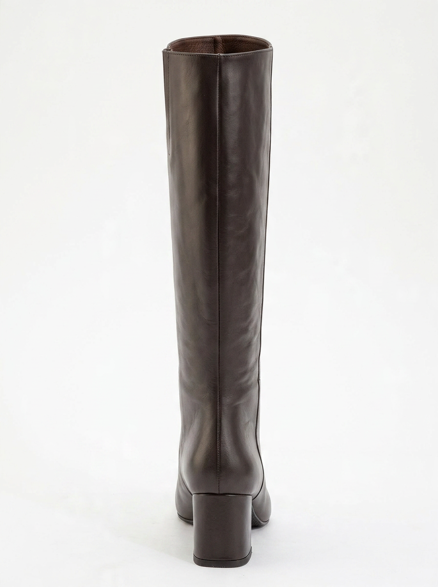 Sejas - Brown Leather Block Heel Knee-High Boot (Women)