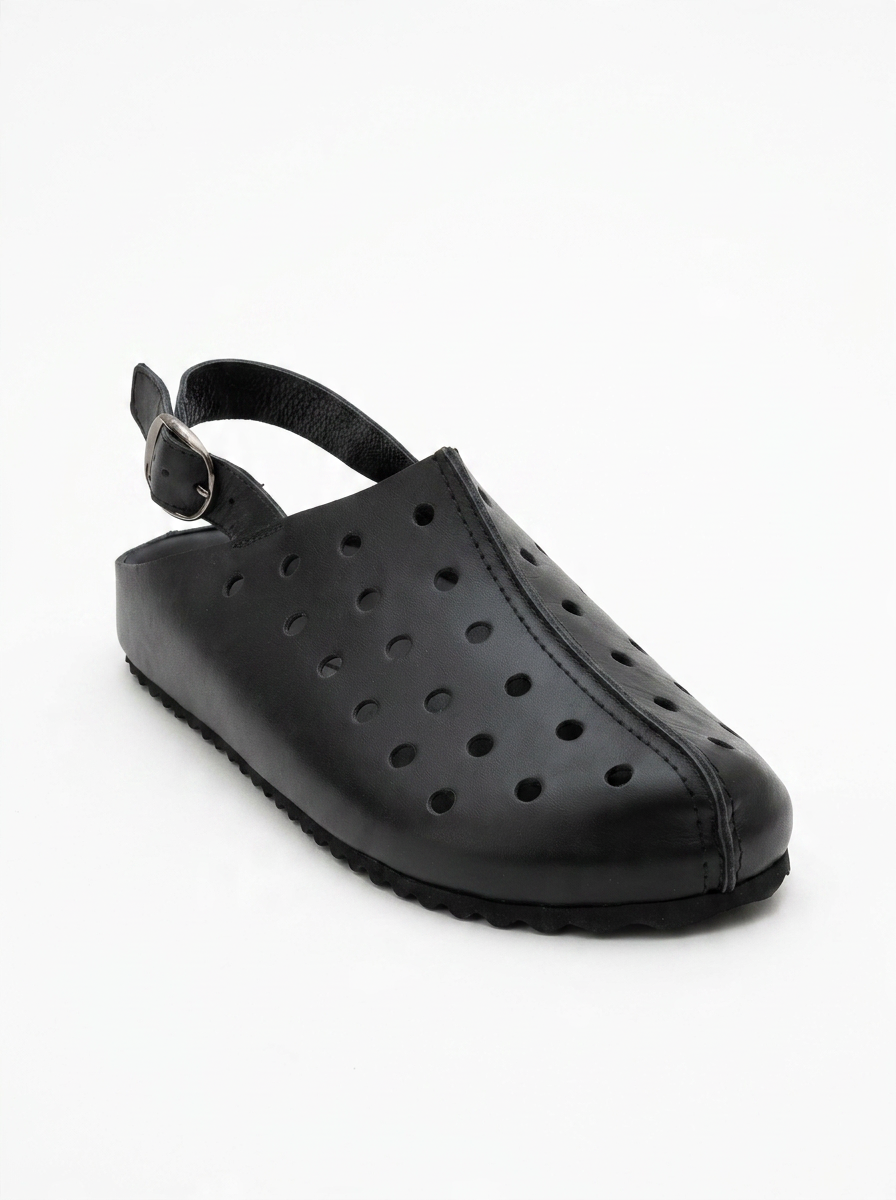 Justa - Zuecos de cuero negro (Mujer)