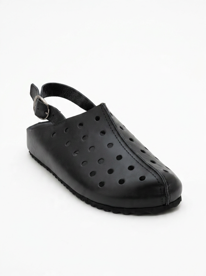 Justa - Zuecos de cuero negro (Mujer)