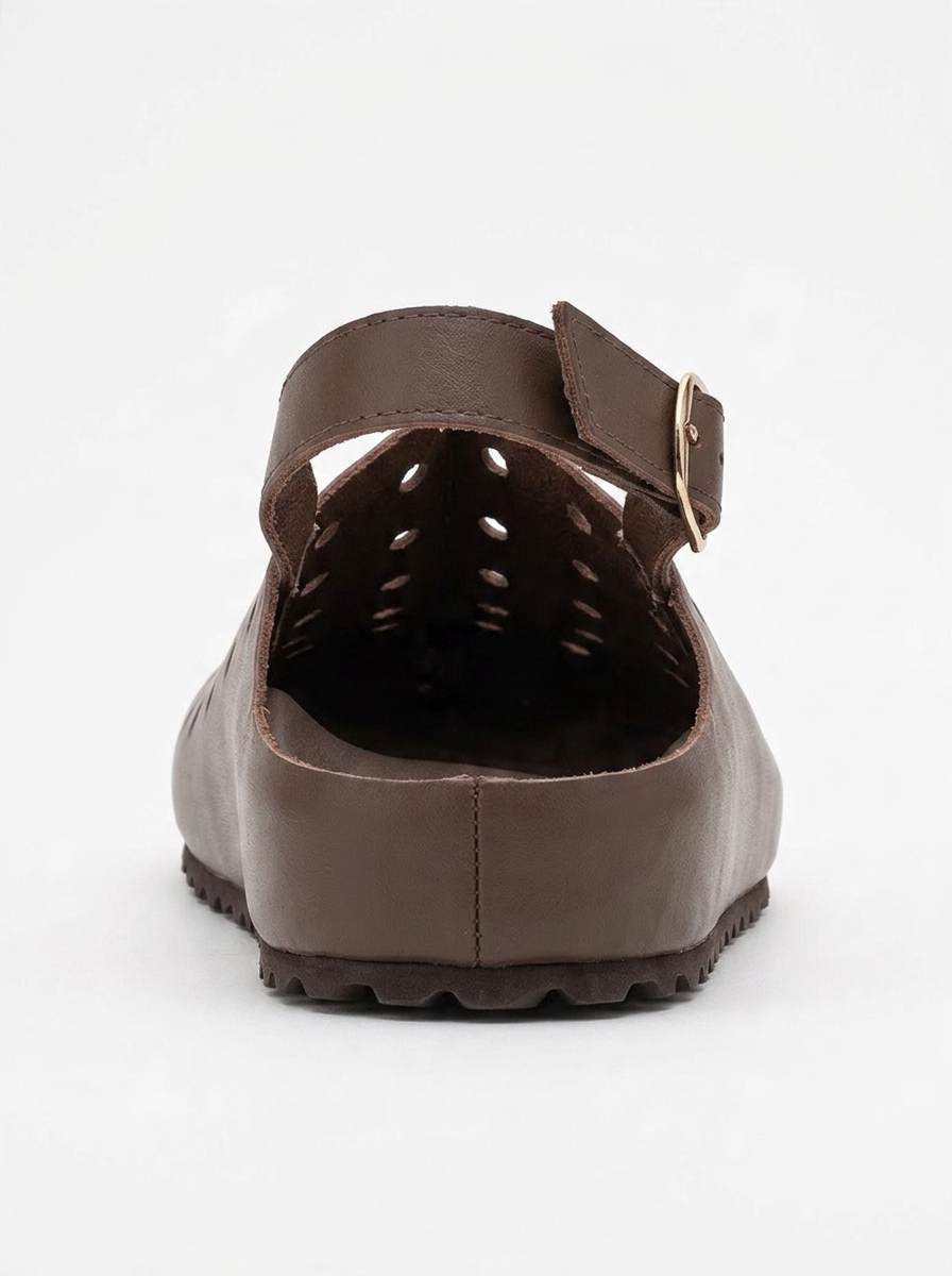 Justa - Zuecos de cuero marrones (Mujer)