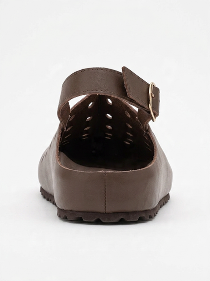 Justa - Zuecos de cuero marrones (Mujer)