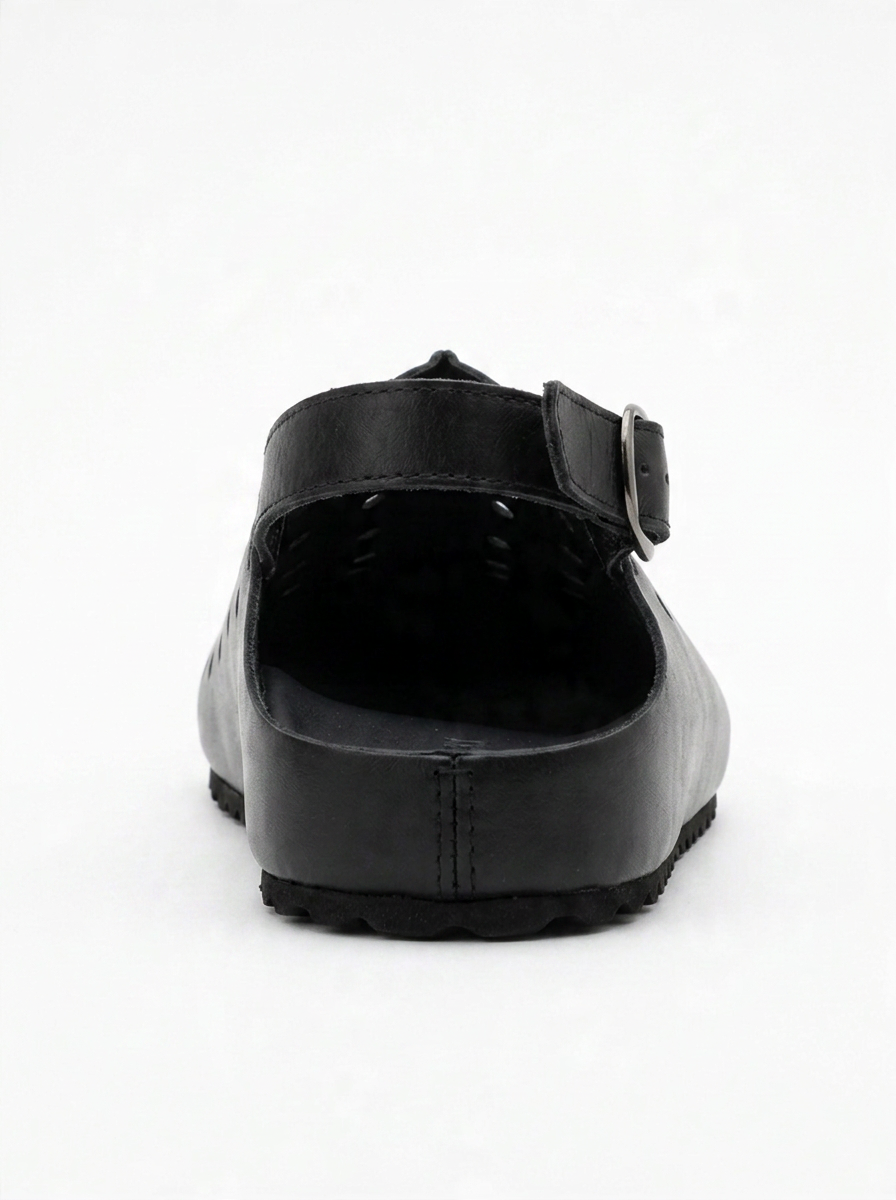 Justa - Zuecos de cuero negro (Mujer)
