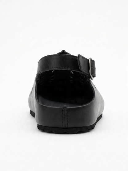 Justa - Zuecos de cuero negro (Mujer)