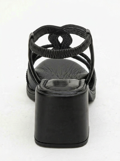 Dolen Black Leather Chunky Sandal (Women)