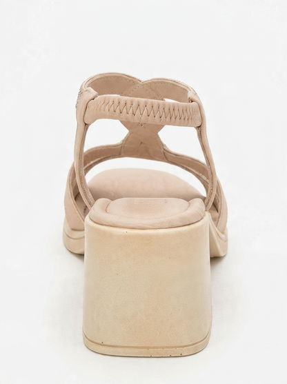 Sandalia gruesa de piel beige Dolen (Mujer)