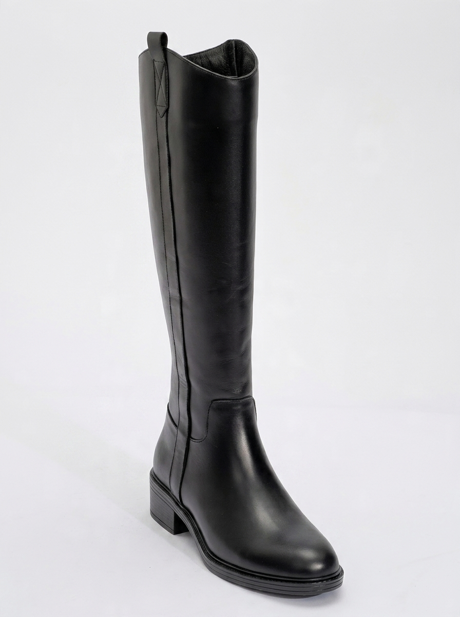 Bota de tacón Acro de cuero negro (mujer)