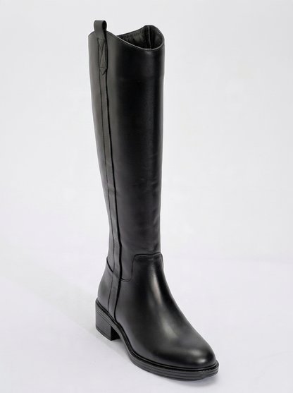 Bota de tacón Acro de cuero negro (mujer)
