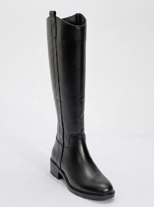 Bota de tacón Acro de cuero negro (mujer)