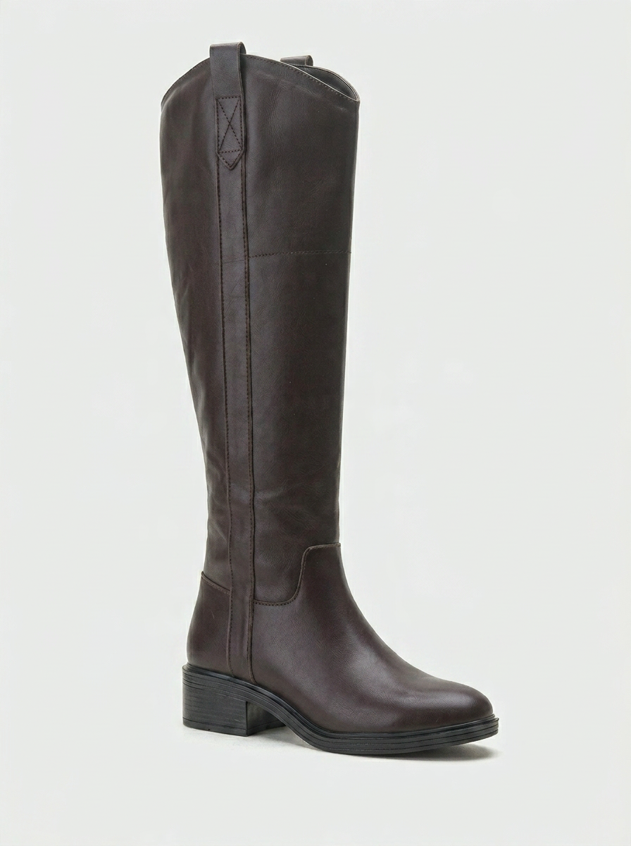 Bota Acro de cuero marrón con tacón (Mujer)