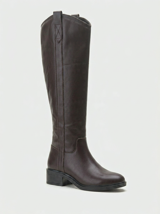 Bota Acro de cuero marrón con tacón (Mujer)