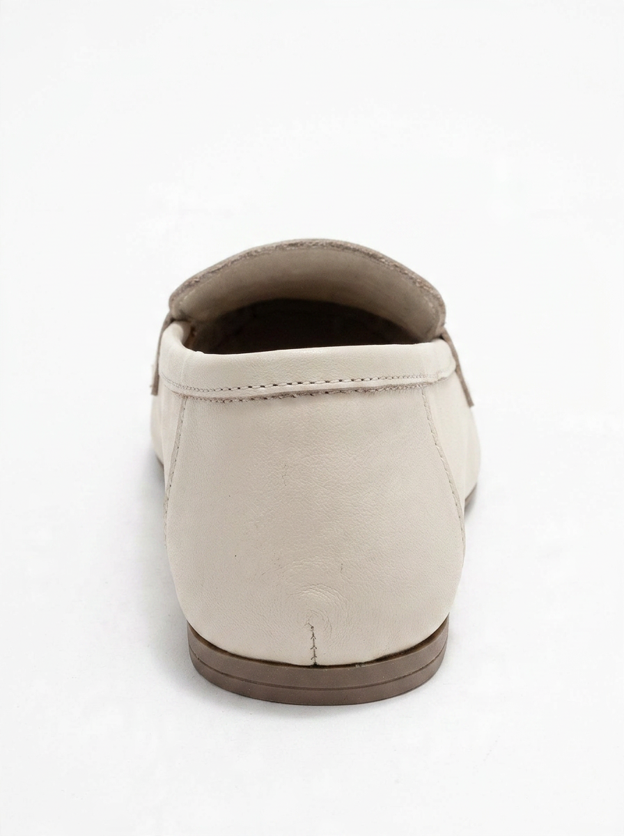 Morne - Zapato mocasín de cuero genuino beige crudo (mujer)