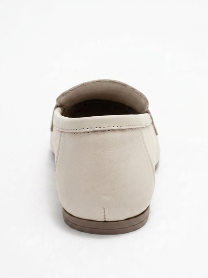 Morne - Zapato mocasín de cuero genuino beige crudo (mujer)