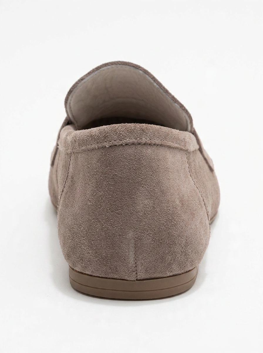 Morne - Mocasín de cuero genuino de ante color gris topo (mujer)