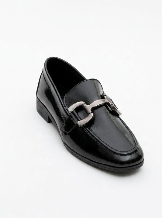 Rous - Black Patent Leather Bit Loafers (Women)