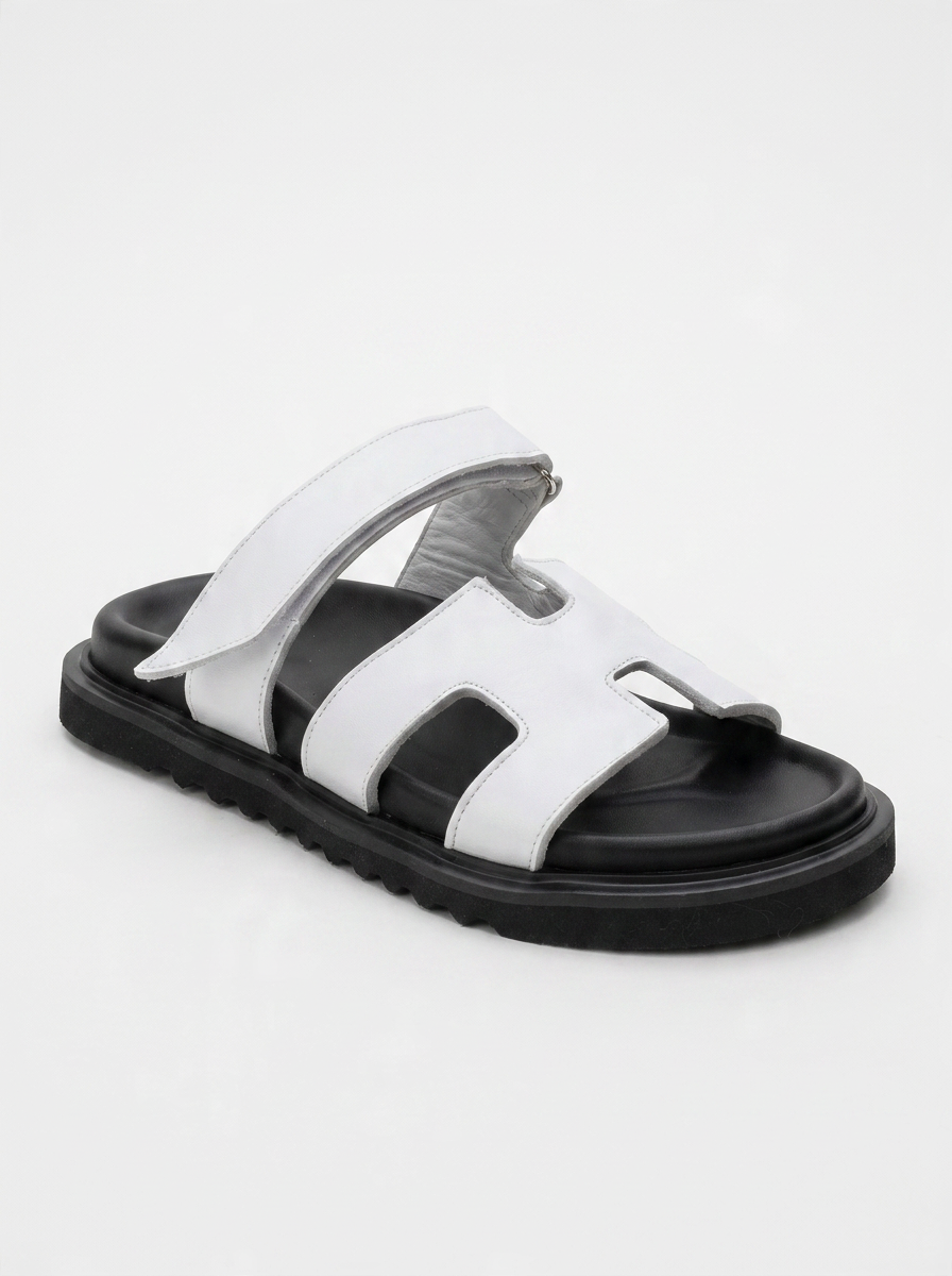 Morte - White Leather Slide Sandal (Women)