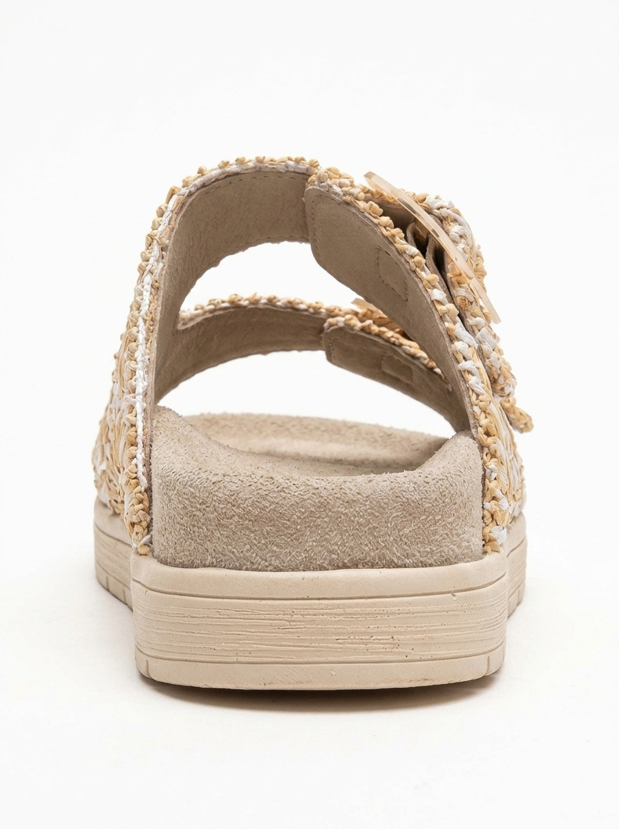 Sandalias de doble tira Milana de piel beige (mujer)