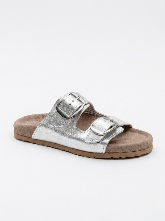 Ovesta - Silver Leather Slide Sandal (Women)