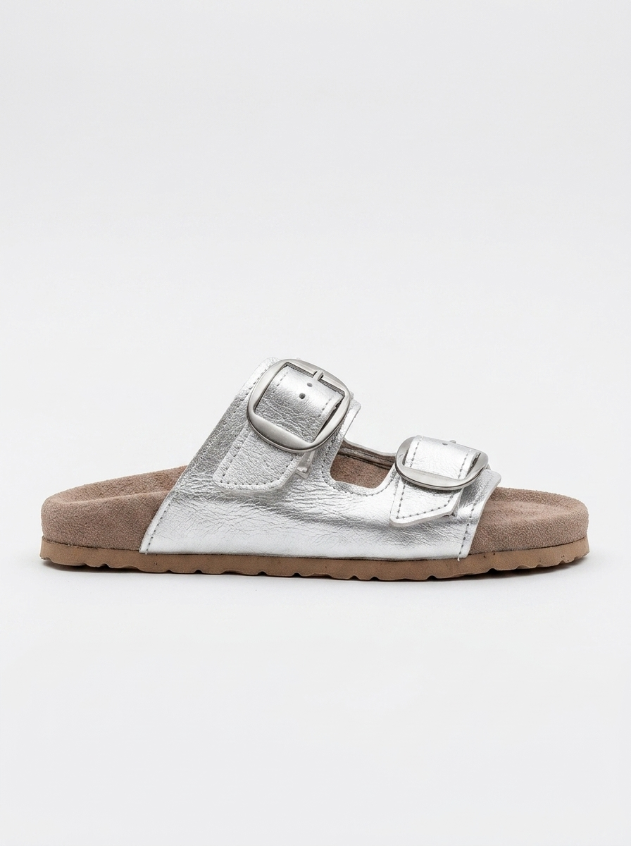 Ovesta - Silver Leather Slide Sandal (Women)