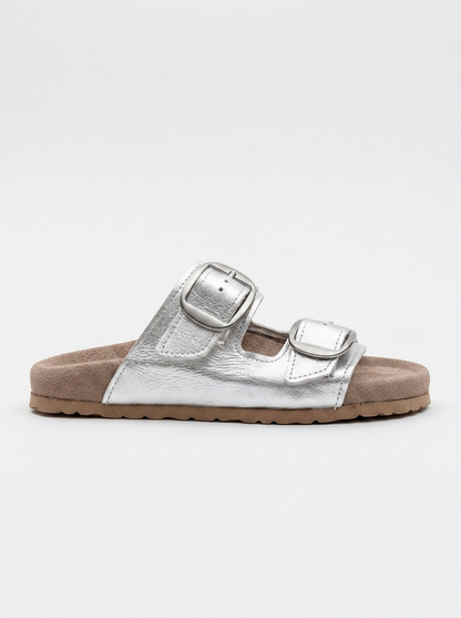 Ovesta - Silver Leather Slide Sandal (Women)