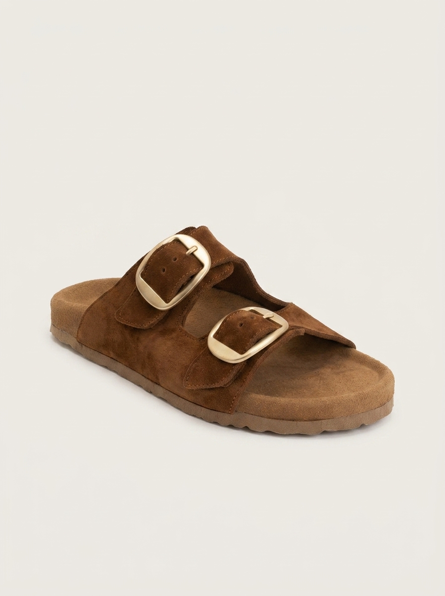 Ovesta - Cognac Brown Suede Leather Slide Sandal (Women)