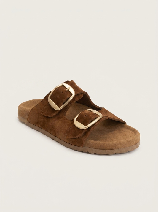 Ovesta - Cognac Brown Suede Leather Slide Sandal (Women)