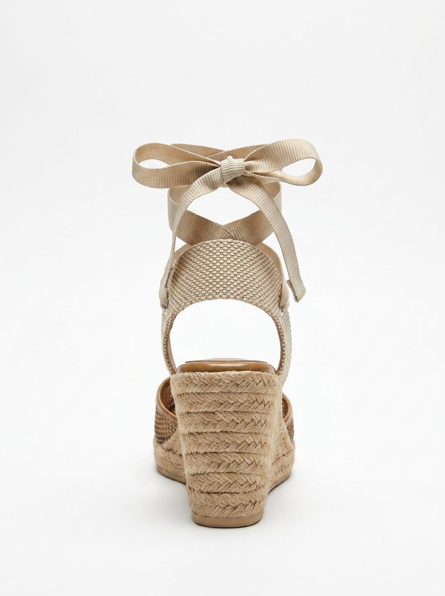 Lions - Cognac Brown Mesh Leather Wedge Espadrilles Sandal (Women)