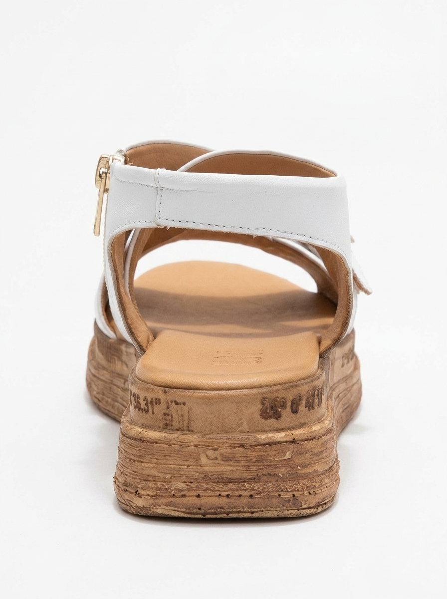 Sandalia Levine de cuero blanco con hebilla y cremallera lateral (Mujer)