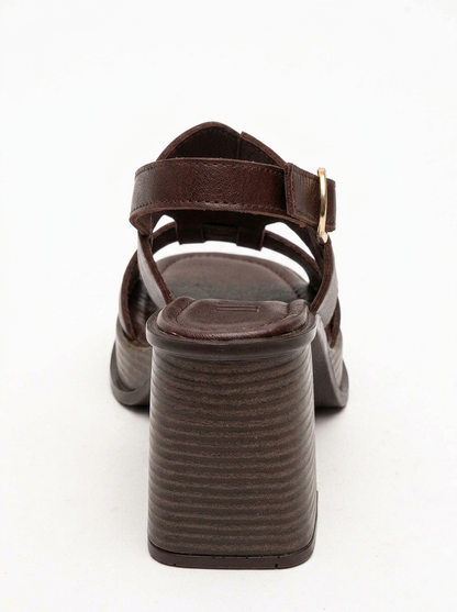 Zennia - Brown Leather Platform Sandal (Women)