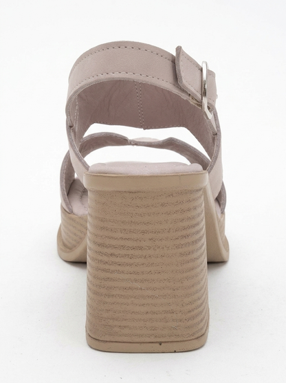 Zennia Beige Leather Platform Sandal (Women)