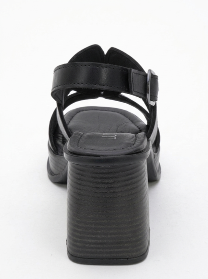 Zennia Black Leather Platform Sandal (Women)