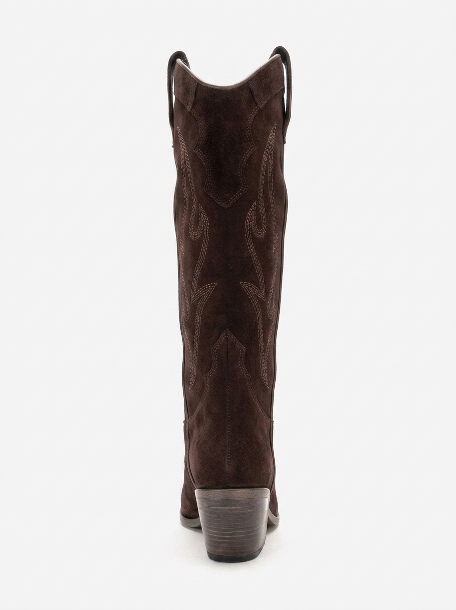 Pietro - Brown Suede Leather Western Knee High Boot (Women)