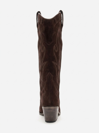 Pietro - Brown Suede Leather Western Knee High Boot (Women)