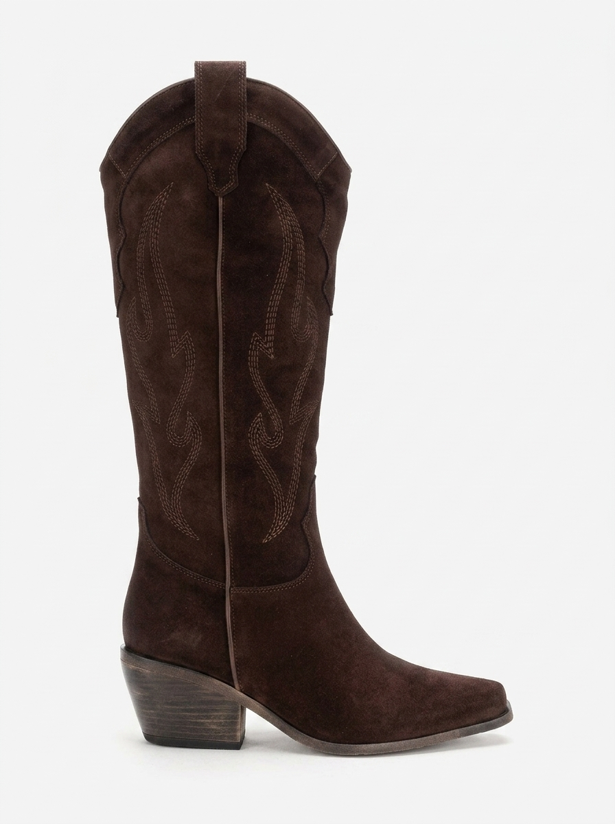 Pietro - Brown Suede Leather Western Knee High Boot (Women)