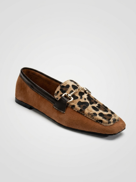 Mabel - Mocasines de cuero de ante marrón coñac
