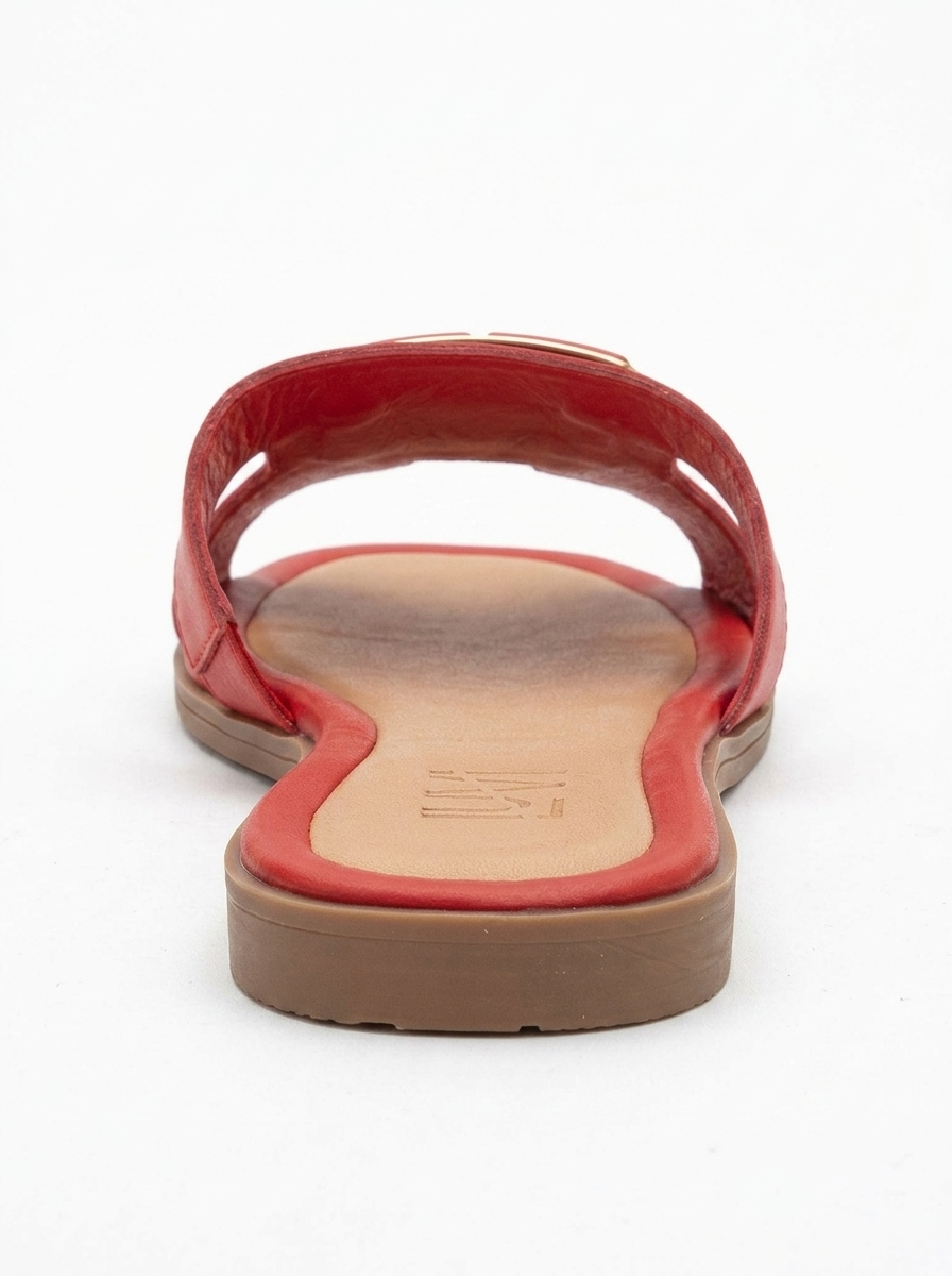 MILLIE Red Leather Buckle Slide (Women)