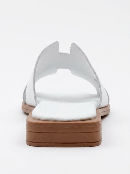 Jez - White Leather Slide Sandal (Women)