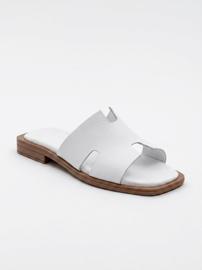 Jez - White Leather Slide Sandal (Women)