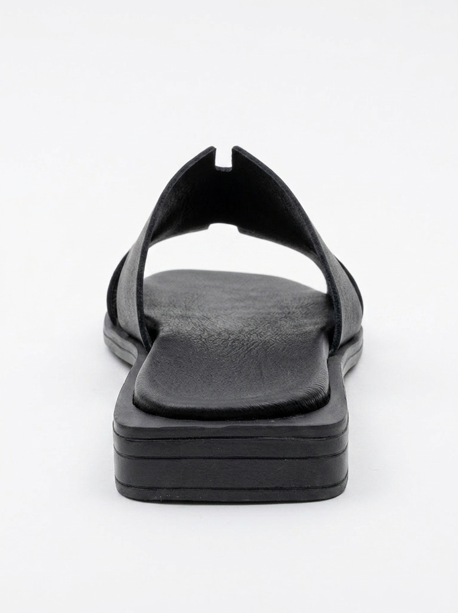 Jez - Black Leather Slide Sandal (Women)