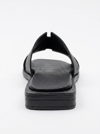 Jez - Black Leather Slide Sandal (Women)