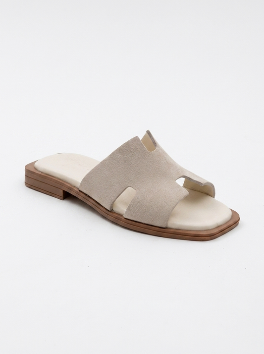 Jez - Beige Suede Leather Slide Sandal (Women)