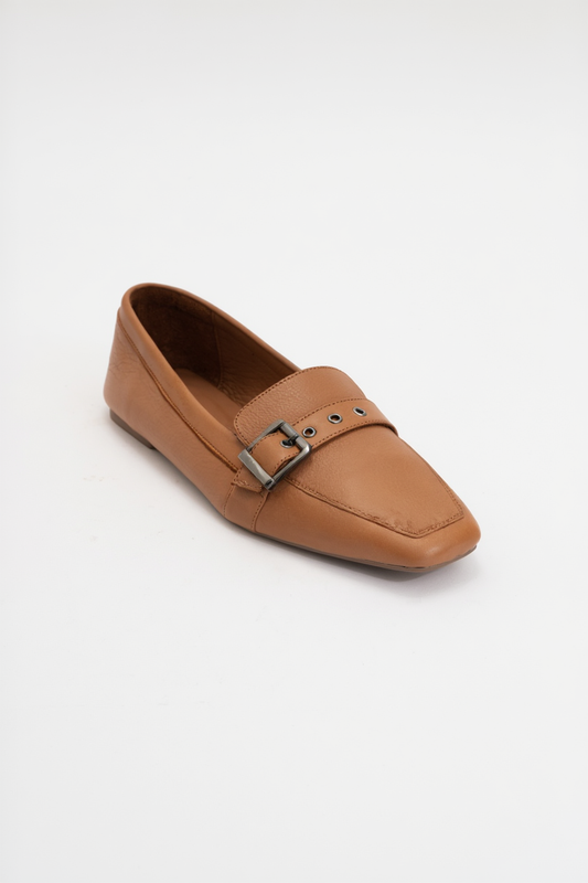 Periwinkle - Cognac Brown Leather Loafers (Women)