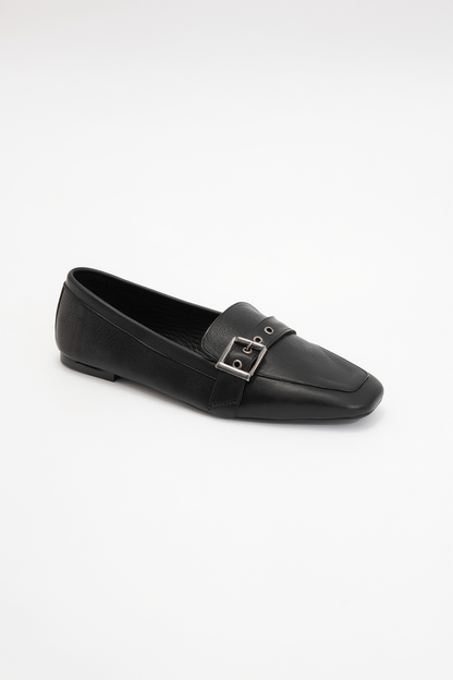 Periwinkle - Black Leather Loafers (Women)