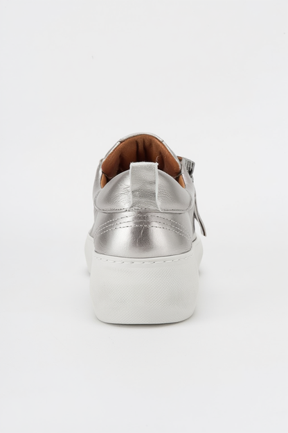 Allie - Silver Leather Zip Sneaker (Women)