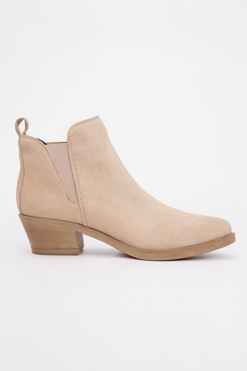 Dovena - Botín de tacón ancho de ante color beige (Mujer)