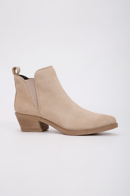 Dovena - Botín de tacón ancho de ante color beige (Mujer)