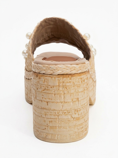 RAYNE Beige Pearl Platform Mules (Women)